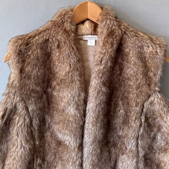 Garnet Hill Faux Fur Vest Jacket Women Size M - Picture 3 of 7